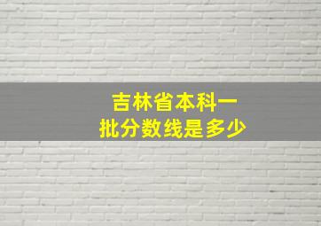 吉林省本科一批分数线是多少