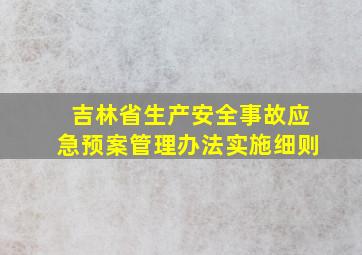 吉林省生产安全事故应急预案管理办法实施细则