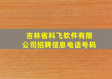 吉林省科飞软件有限公司招聘信息电话号码