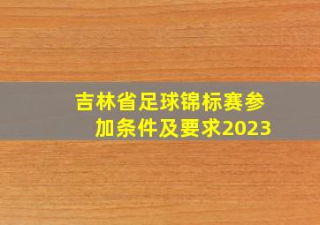 吉林省足球锦标赛参加条件及要求2023