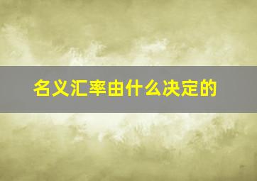 名义汇率由什么决定的