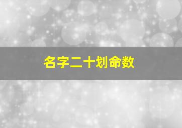 名字二十划命数