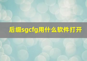 后缀sgcfg用什么软件打开