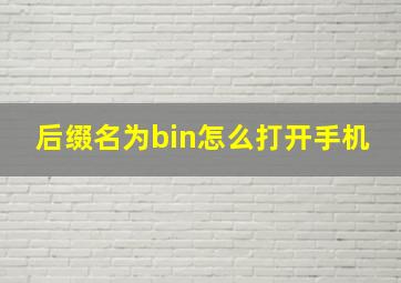 后缀名为bin怎么打开手机