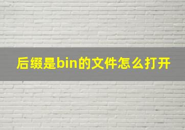 后缀是bin的文件怎么打开