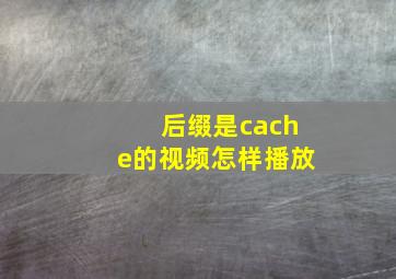 后缀是cache的视频怎样播放