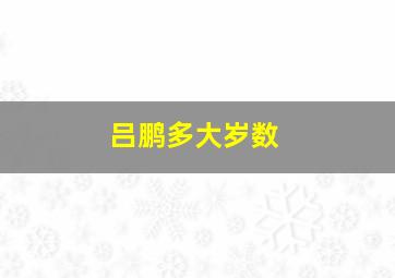 吕鹏多大岁数