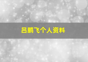 吕鹏飞个人资料