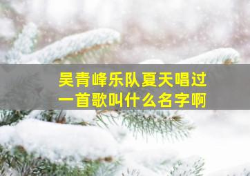 吴青峰乐队夏天唱过一首歌叫什么名字啊