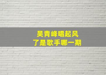 吴青峰唱起风了是歌手哪一期