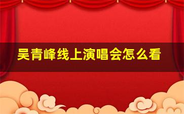 吴青峰线上演唱会怎么看