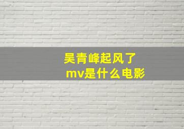 吴青峰起风了mv是什么电影