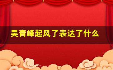 吴青峰起风了表达了什么