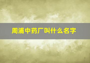 周浦中药厂叫什么名字