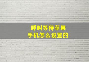 呼叫等待苹果手机怎么设置的