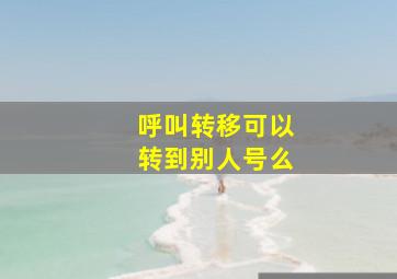 呼叫转移可以转到别人号么