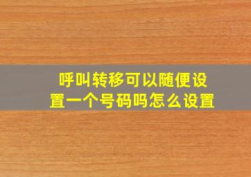 呼叫转移可以随便设置一个号码吗怎么设置