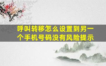 呼叫转移怎么设置到另一个手机号码没有风险提示