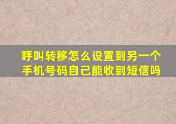 呼叫转移怎么设置到另一个手机号码自己能收到短信吗