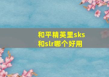 和平精英里sks和slr哪个好用