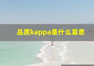 品质kappa是什么意思