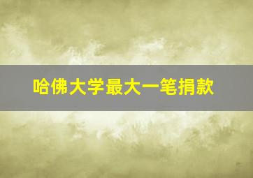 哈佛大学最大一笔捐款