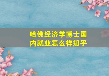 哈佛经济学博士国内就业怎么样知乎