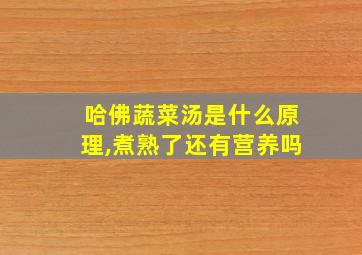 哈佛蔬菜汤是什么原理,煮熟了还有营养吗