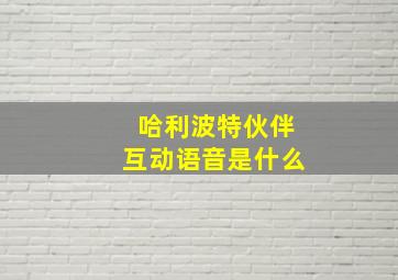 哈利波特伙伴互动语音是什么