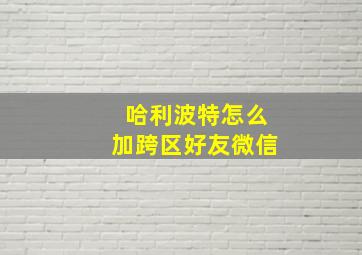 哈利波特怎么加跨区好友微信