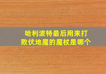 哈利波特最后用来打败伏地魔的魔杖是哪个