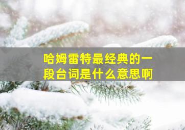 哈姆雷特最经典的一段台词是什么意思啊