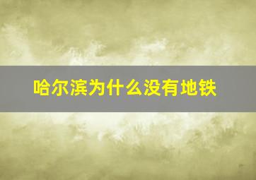 哈尔滨为什么没有地铁