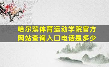 哈尔滨体育运动学院官方网站查询入口电话是多少