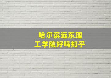 哈尔滨远东理工学院好吗知乎