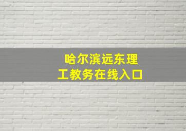 哈尔滨远东理工教务在线入口