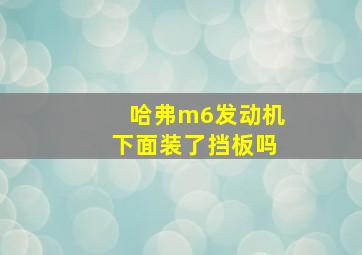 哈弗m6发动机下面装了挡板吗