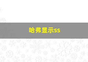 哈弗显示ss