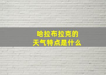 哈拉布拉克的天气特点是什么