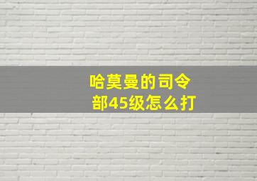 哈莫曼的司令部45级怎么打