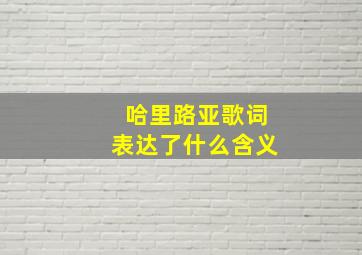 哈里路亚歌词表达了什么含义