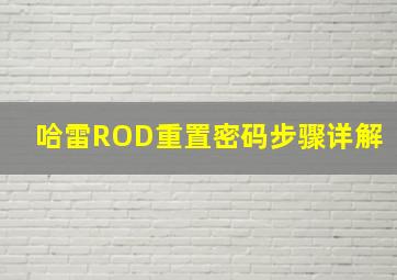 哈雷ROD重置密码步骤详解