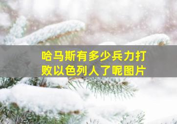 哈马斯有多少兵力打败以色列人了呢图片