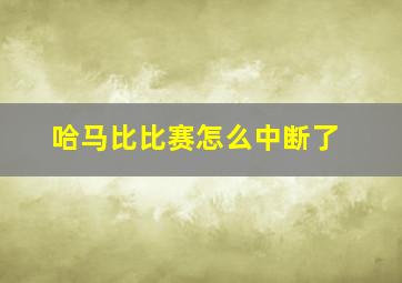 哈马比比赛怎么中断了