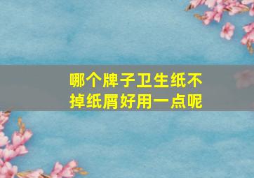 哪个牌子卫生纸不掉纸屑好用一点呢