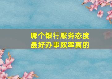 哪个银行服务态度最好办事效率高的