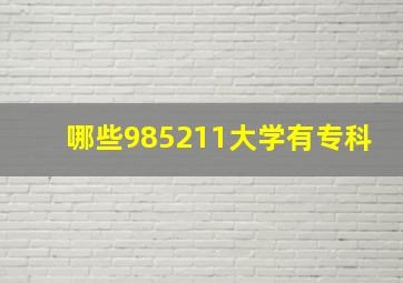 哪些985211大学有专科