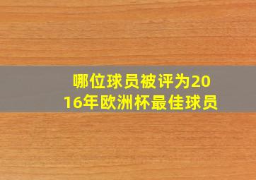 哪位球员被评为2016年欧洲杯最佳球员