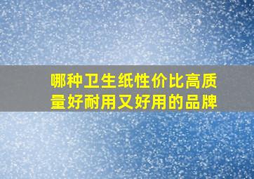 哪种卫生纸性价比高质量好耐用又好用的品牌