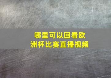 哪里可以回看欧洲杯比赛直播视频